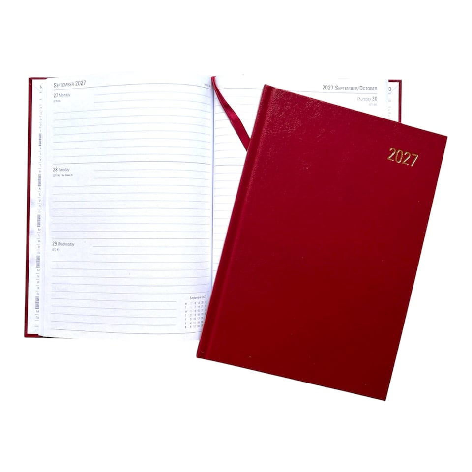 image 1 of Janrax 2027 A5 Week To View Burgndy Desk Diary