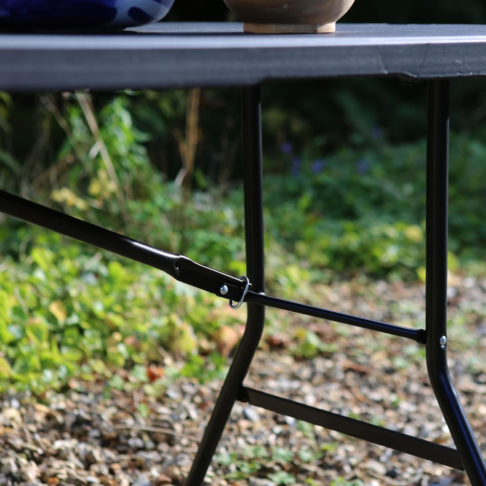 image 1 of Harbour Housewares Folding Camping Picnic Table, Bench & Chair Set - 180cm (6ft) - Black | Black | Black