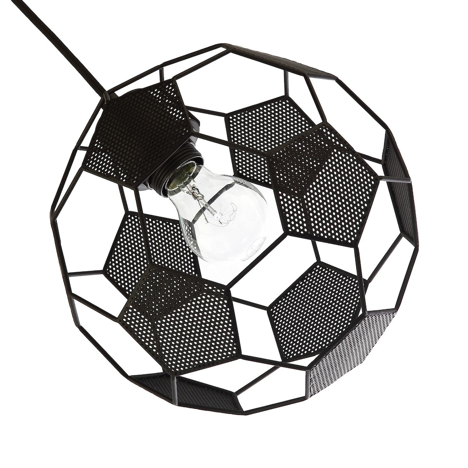 image 1 of Modern Matte Black Football Soccer Pendant Lamp Shade with Laser Cut Holes | Black | Black | 1