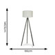 image 3 of ValueLights Barbro Grey Wood Tripod Floor Lamp White Shade