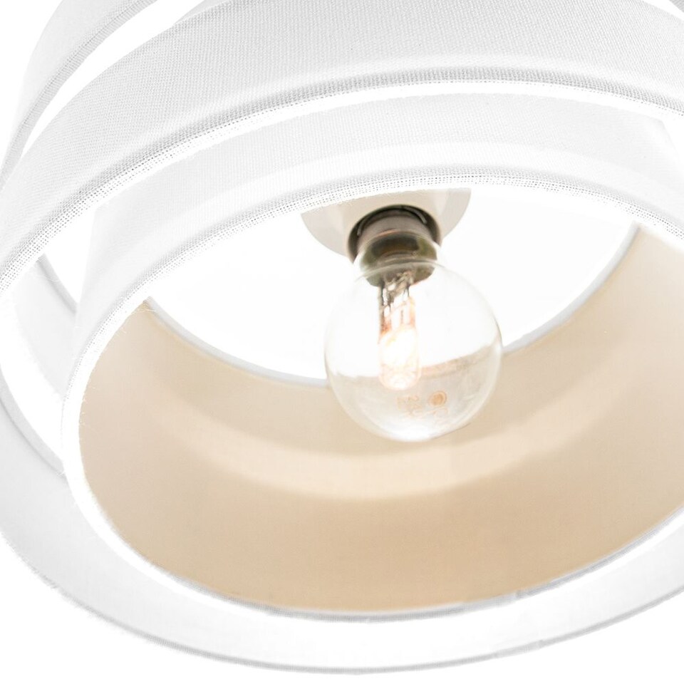 image 1 of Contemporary 14 Inch White Linen Fabric Triple Tier Ceiling Pendant Lamp Shade | White