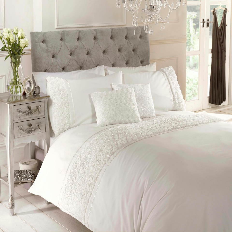 image 1 of Limoges Polycotton Floral Duvet with Pillowcase Cream | Single