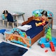 image 2 of Kids Pirate Themed Wooden Bed Frame w/ Guardrails - 70x140cm