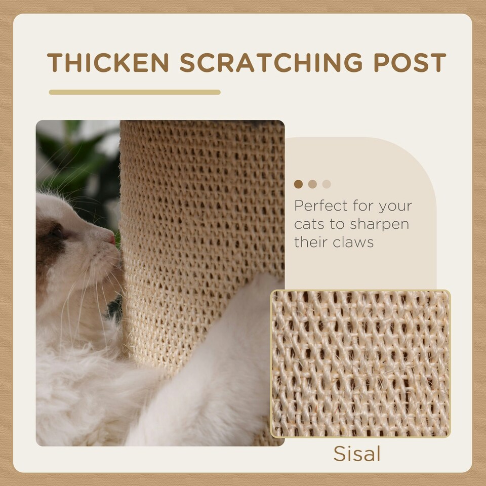 image 1 of PawHut 96cm Multi-level Cat Tree with Scratch Post Removable Cover, Grey