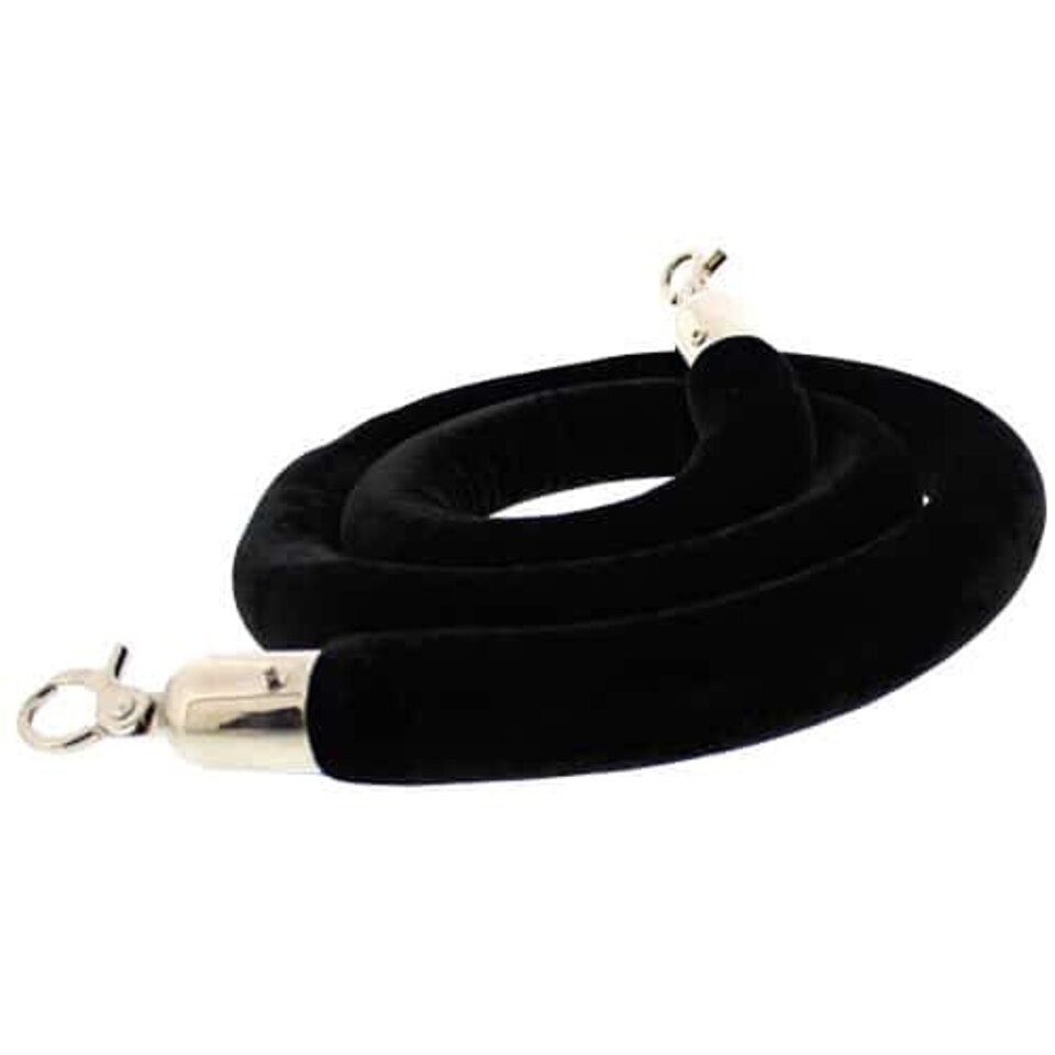 Black Velvet Rope with Chrome Hooks