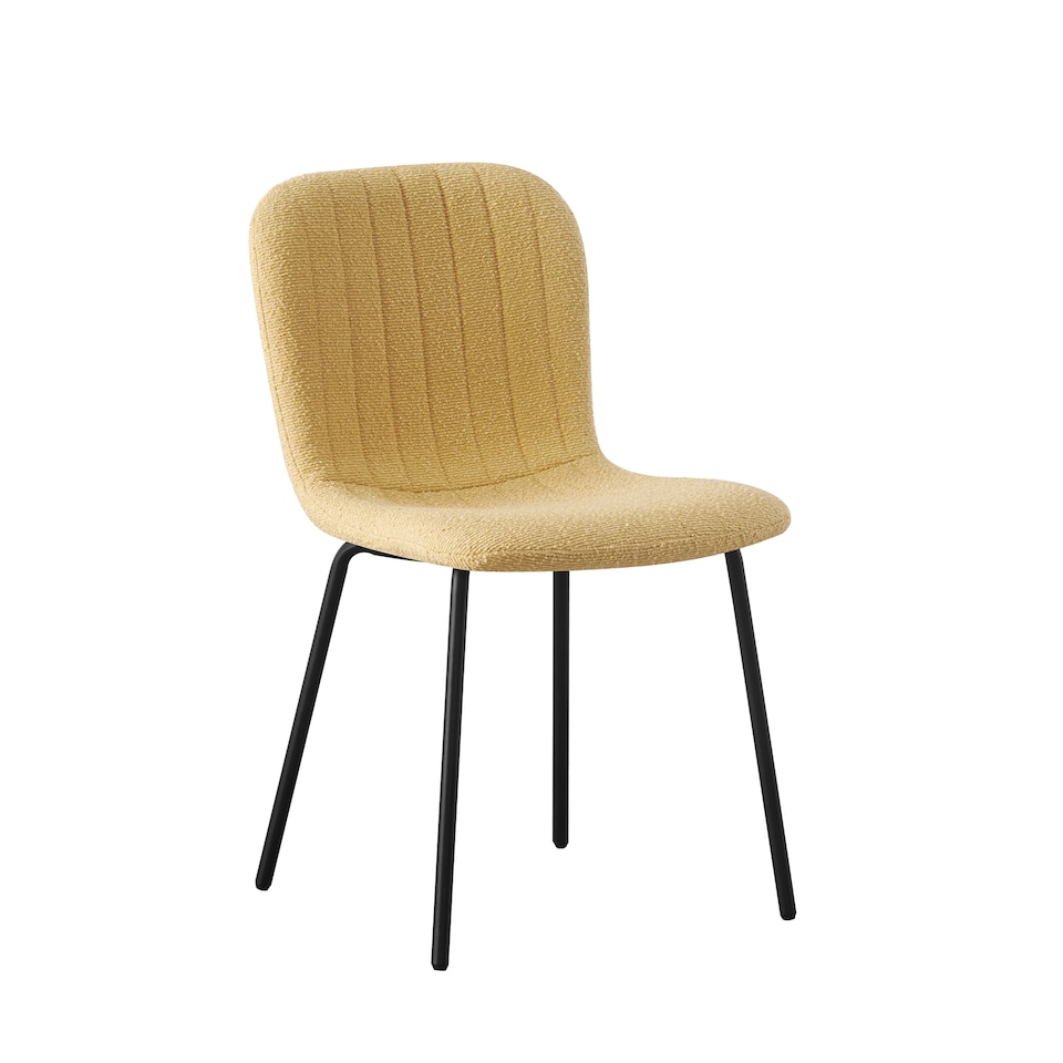 image 1 of Set of 2 Teddy Faux Fur Stitched Design Dining Chairs Yellow Bella by MCC