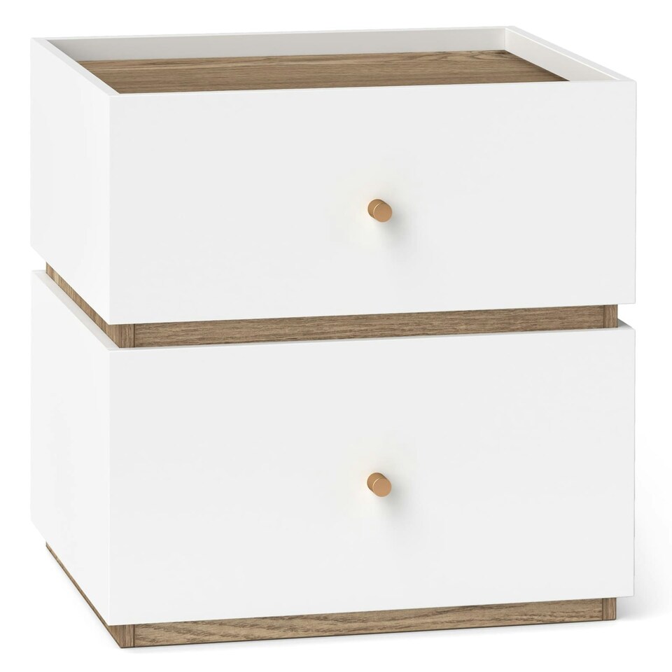 image 1 of COSTWAY 2-Drawer Nightstand Bedside Table with Storage White