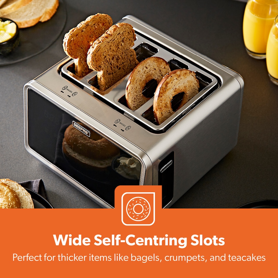image 1 of GEEPAS 5-in-1 4 Slice Digital Toaster Wide Slots LED Display 1770W, Silver