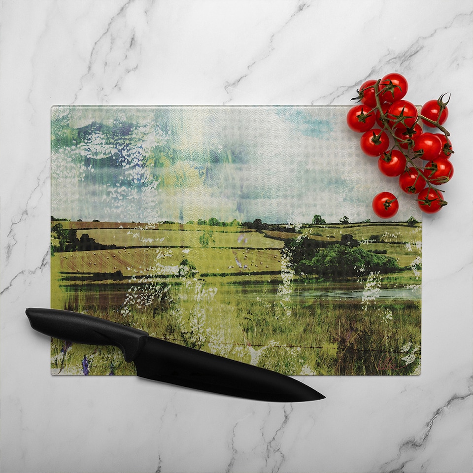 image 1 of Classic Lake View Glass Chopping Board | Multi