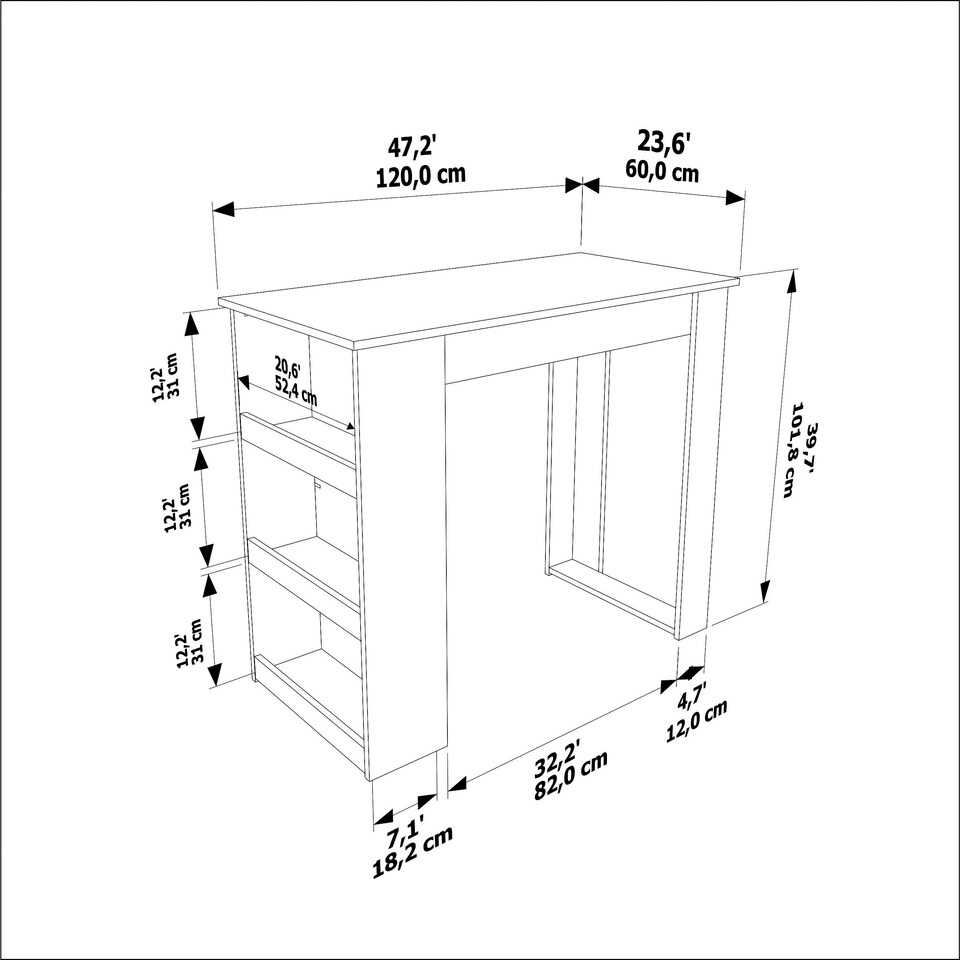 image 1 of Decorotika Mado Kitchen Island - Bar Table
