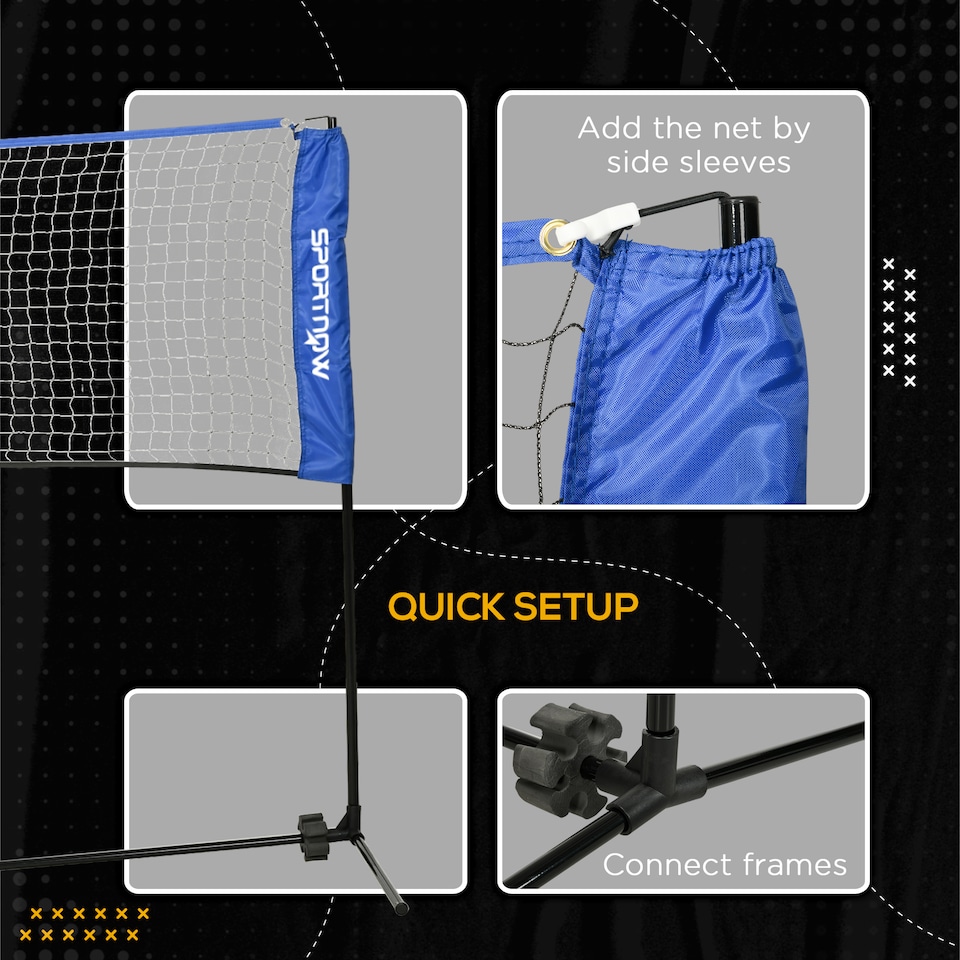 image 1 of SPORTNOW 4m Badminton Net, Adjustable Sports Net for Tennis, Volleybal, Blue