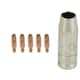 image 1 of 1 shroud & 5 x 0.6mm Contact Tips MIG Welding Binzel Style Euro Torch MB15