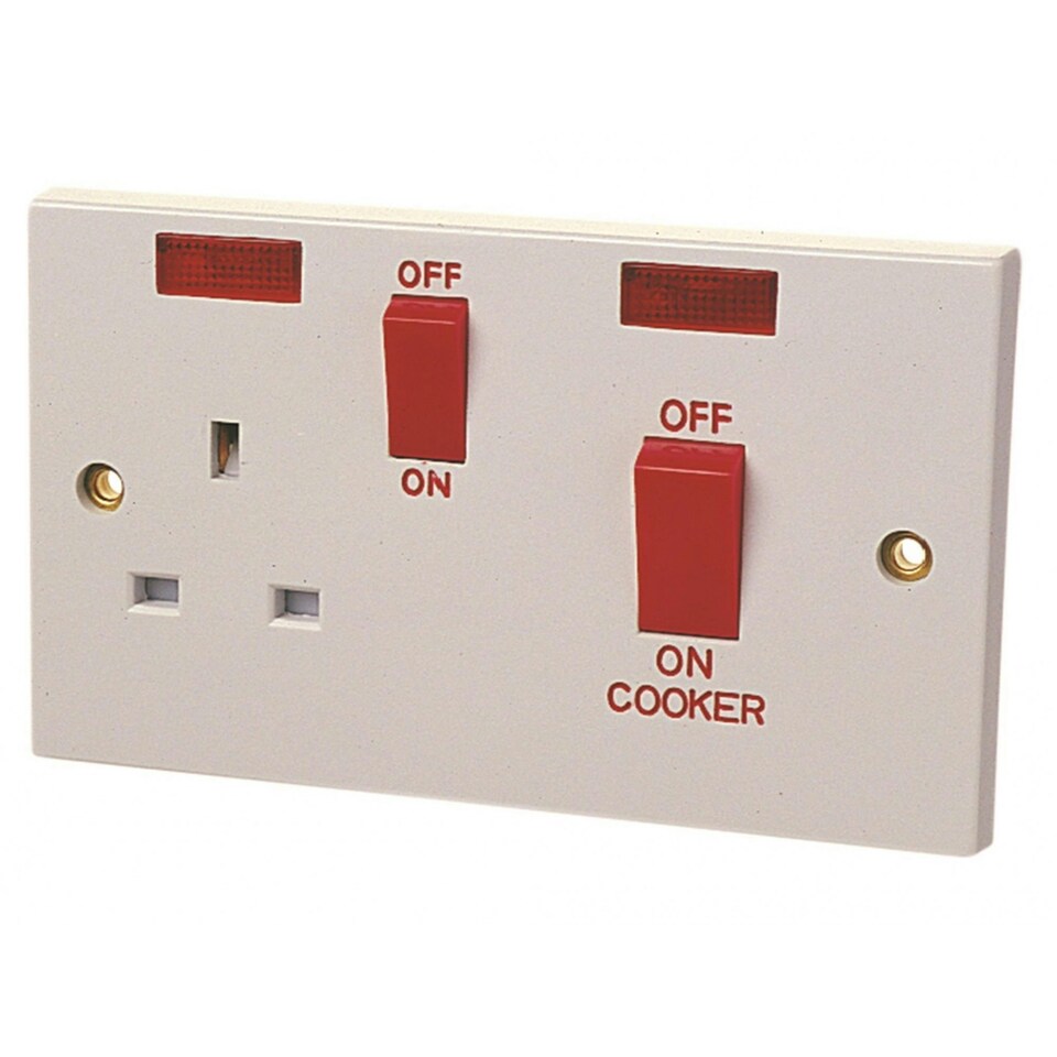 Dencon Double Pole Switch 45a With Switched Socket 13a - Multi Colour - One Size