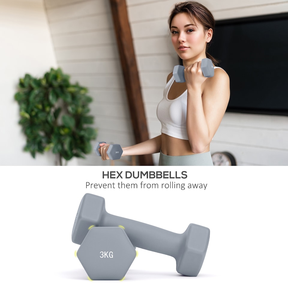 image 1 of SPORTNOW 12kg/18kg Dumbbells Set of 6
