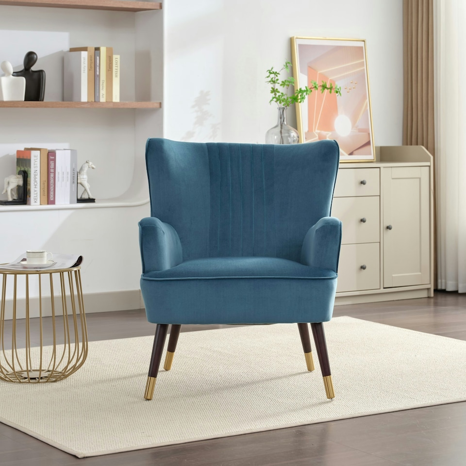 image 1 of Madison Velvet Fabric Accent Chair - Teal