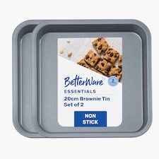 BetterWare Essentials 2 x 20cm Non-Stick Brownie Tins