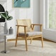 image 8 of COSTWAY Wooden Accent Chair Upholstered Arm Chair Brown
