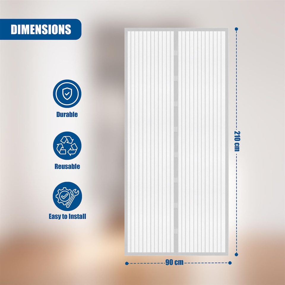 image 1 of GEEZY Magnetic Fly Screen Door Curtain 90x120cm White Mesh Insect Screen Mesh