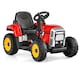 image 3 of COSTWAY 12V Kids Ride On Tractor with Trailer Music Red