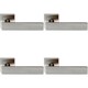 image 1 of 4x PAIR Square Cut Straight Bar Handle on Square Rose Concealed Fix Satin Steel