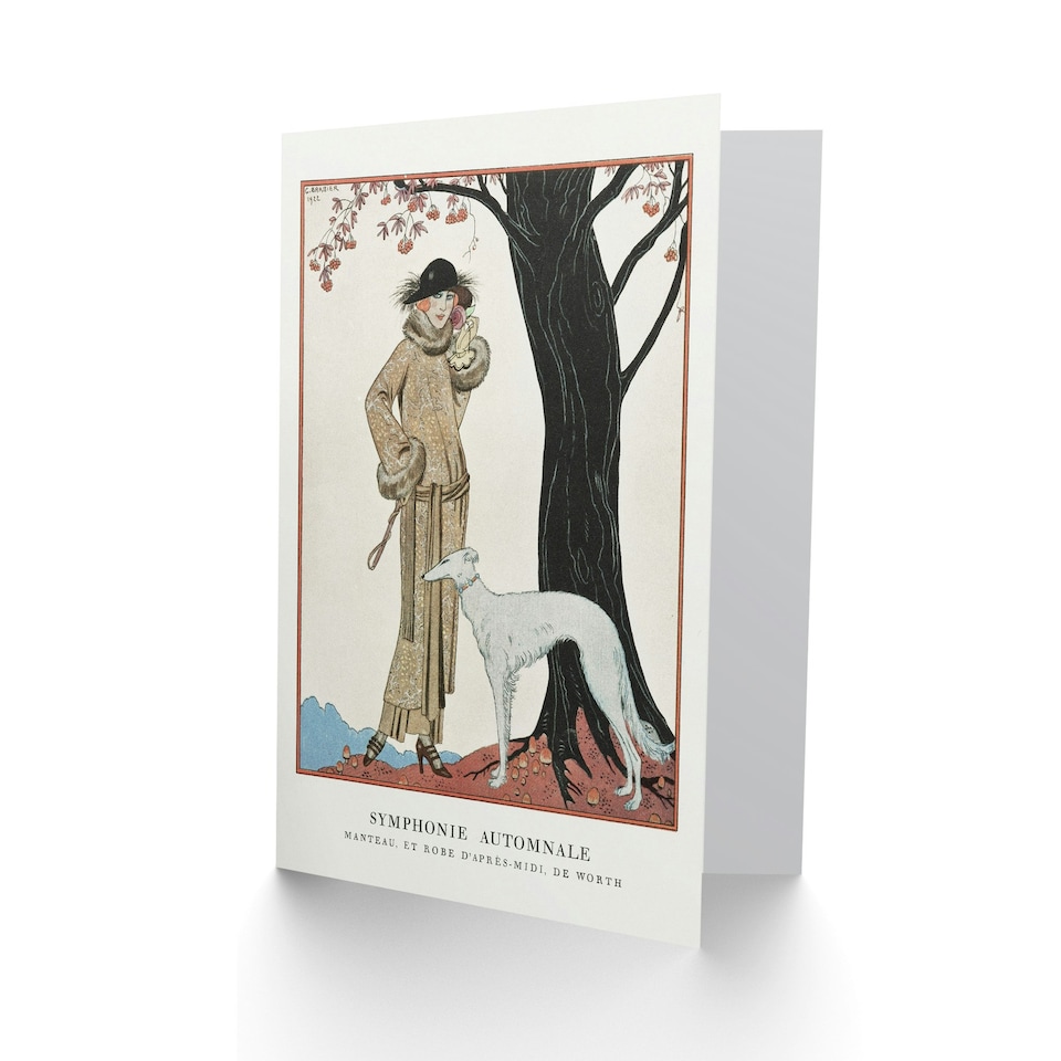 image 1 of George Barbier Art Card Autumn Symphony Vintage Fashion Worth Advert