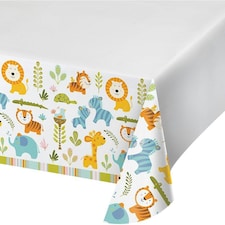 Creative Party Plastic Jungle Party Table Cover - White/Multicoloured - One Size
