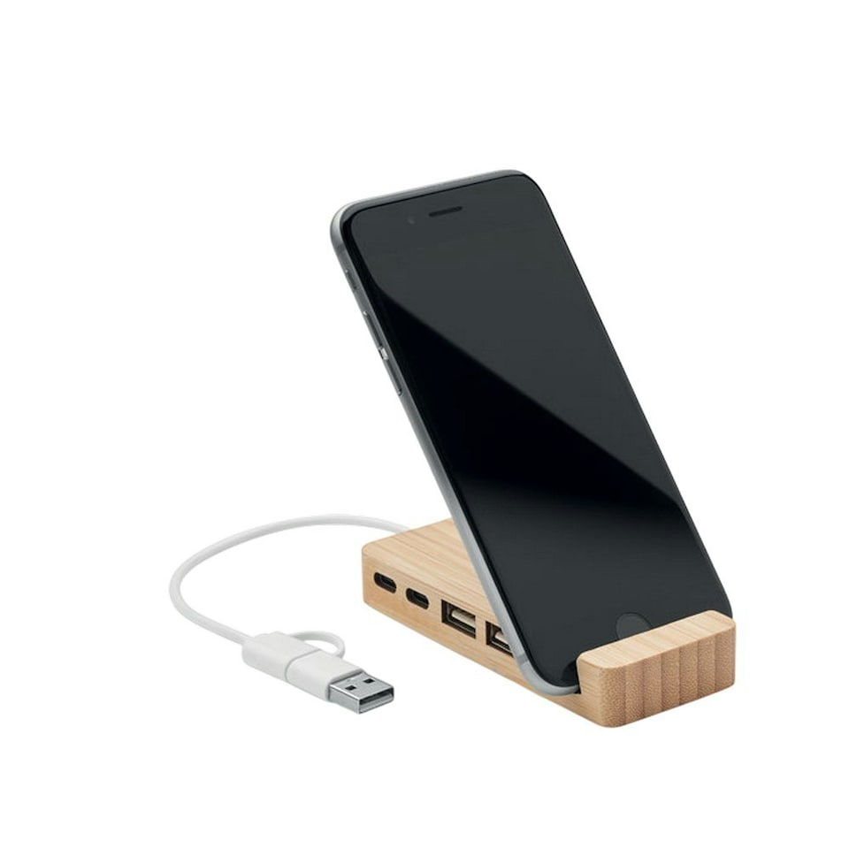 image 1 of MidOcean Hubstand Bamboo USB Hub - Wood - One Size