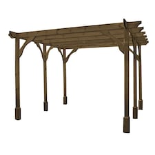 Premium Pergola 6 Posts - Wood - L300 x W660 x H270 cm - Rustic Brown