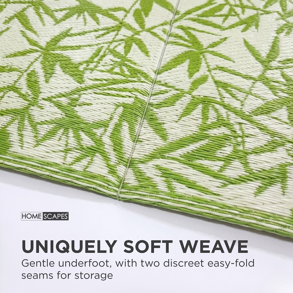 image 1 of Homescapes Outdoor Rug Luxury Waterproof Reversible Recycled, For Garden, Zena Tropical | Green | Green and White