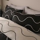 image 2 of OHS Reversible Waved Lines Print Soft Plush Duvet Cover Bedding Set, Double - Monochrome Multi | Monochrome | Double