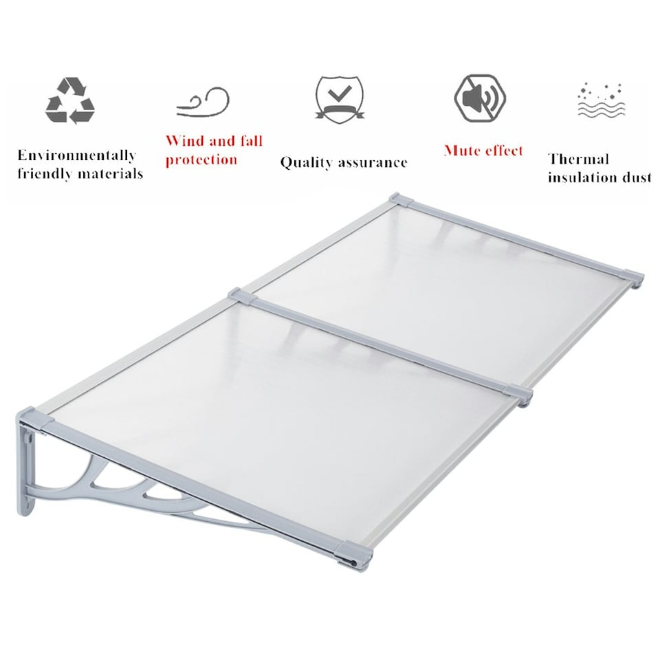 image 1 of Living and Home Door Window Awning Canopy Rain Cover - L190*W90*H28cm Grey