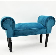 Window Seat Bench - Velvet - L30 x W86 x H52 cm - Blue Blue