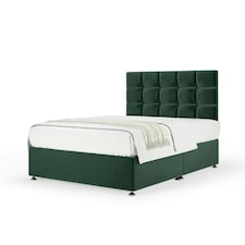 Neptune Spring Green Plush Velvet Divan Set And Pearl Headboard Small Single