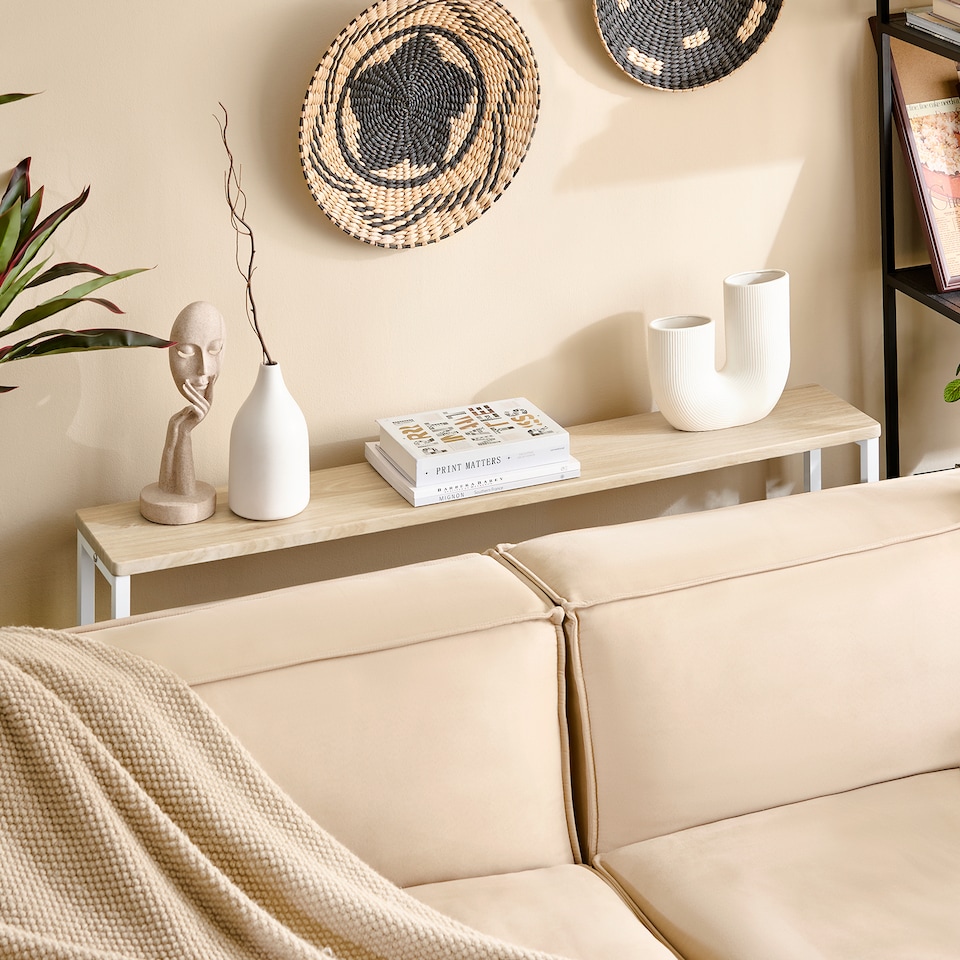 image 1 of SoBuy Console Table, Light Oak Top & White Metal Frame, 47.2x7.9x25.6 inches, 4.75 kg - FSB19-Z