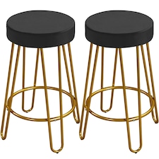 Yaheetech 67 cm Tall Upholstered Velvet Counter Stools Black