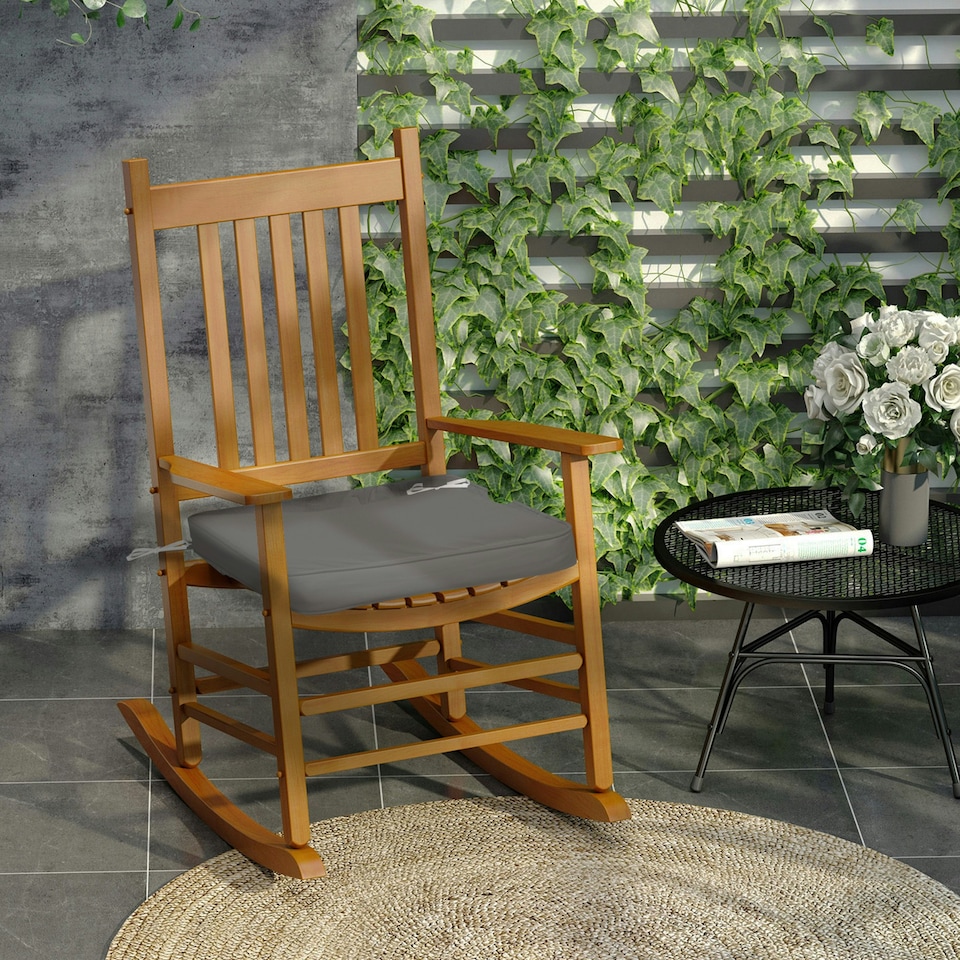 image 1 of Outsunny Set of 6 Chair Cushion Seat Pads Dining Chair w/ Straps Outdoor Grey 