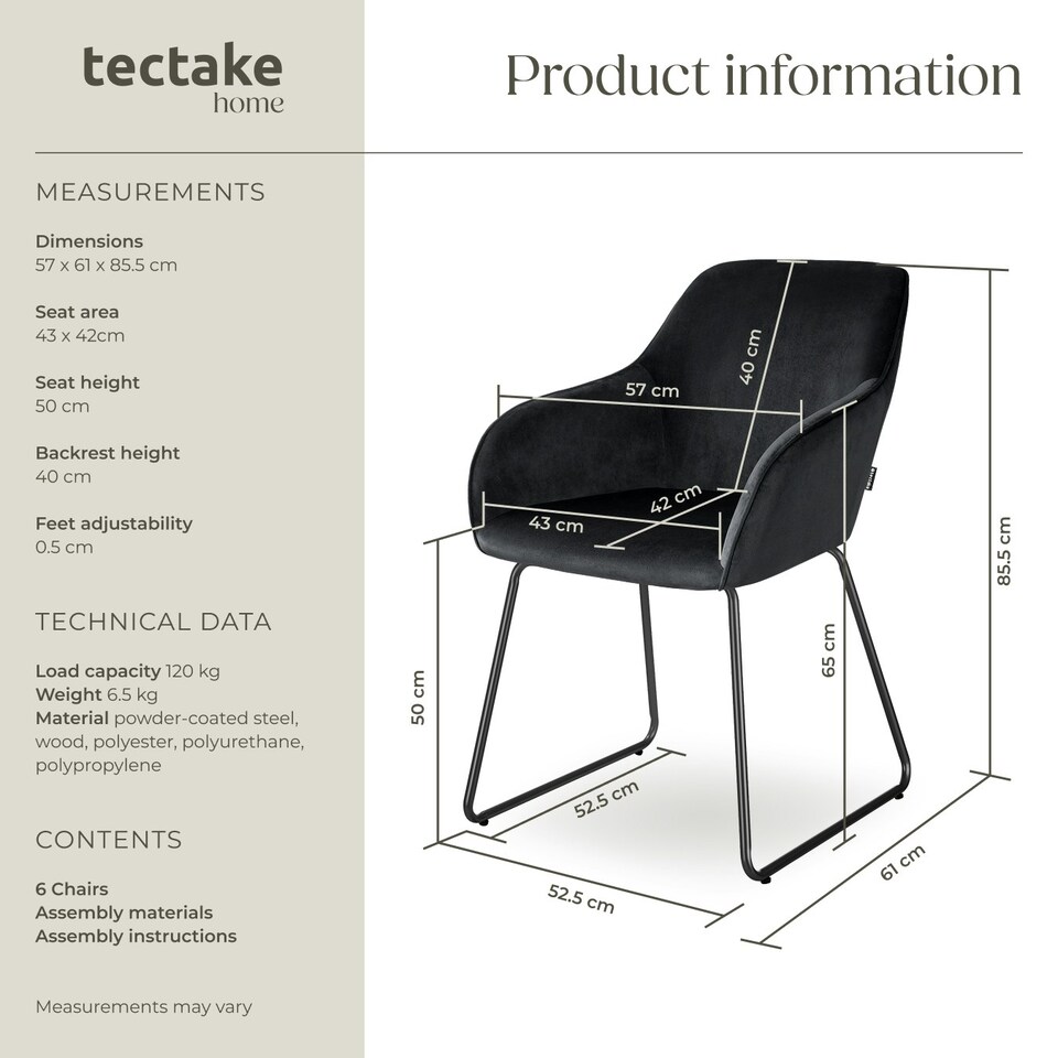 image 1 of Dining Chair Jeane - velvet look, cantilever frame - Set of 6 Black | Velvet Look Black/Black