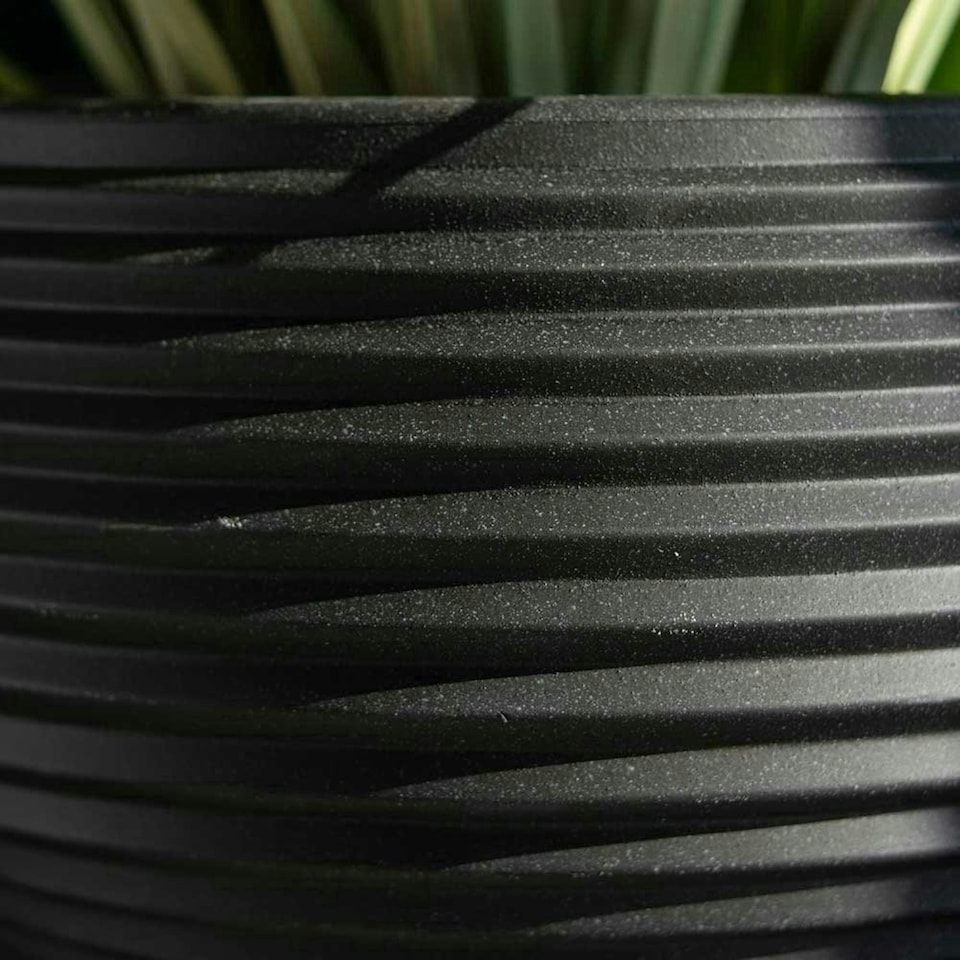 image 1 of Primrose Round Ribbed Planter Pot Black 41cm Black