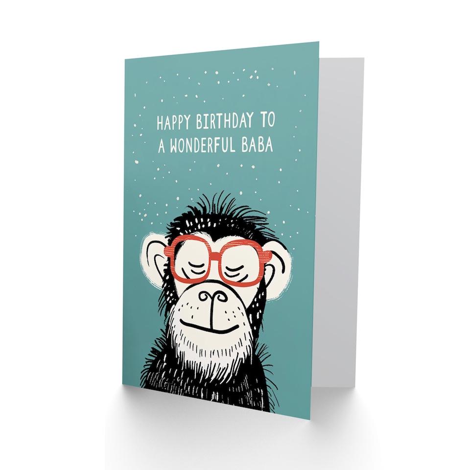 image 1 of Happy Birthday Baba Cheeky Chimp Monkey Neutral Card