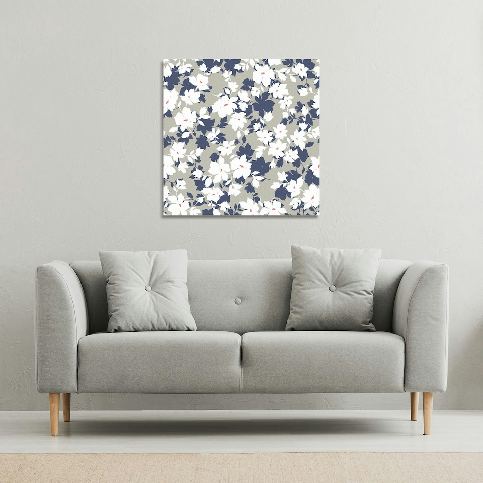 image 1 of Grey, Purple & White Flowers (Canvas Print) 114 x 114 x 4cm