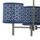 image 3 of Set of 2 Brea - Antique Brass Light Fittings with Navy Cut Out Shades Bronze | Blue