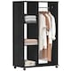 image 1 of HOMCOM Open Wardrobe on Wheels, Bedroom Wardrobe with Clothes Hanging Rail, 3 Storage Shelves, Mobile Garment Rack for Cloakroom, Hallway, Black