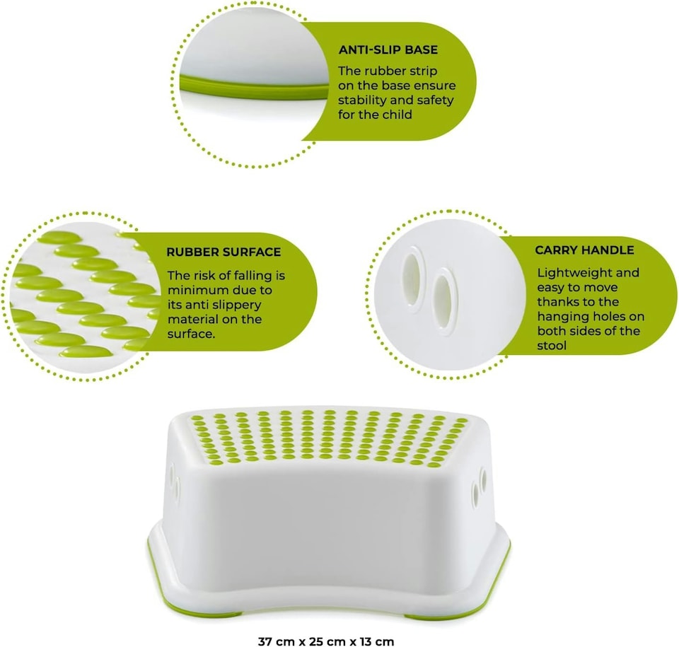 image 1 of Straame Non-Slip Step Stool for Kids, Sturdy Step Stool, 1 Pack | White | Green | 1