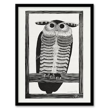 Samuel J De Mesquita Framed Wall Art Print Stylised Horned Owl Home Décor