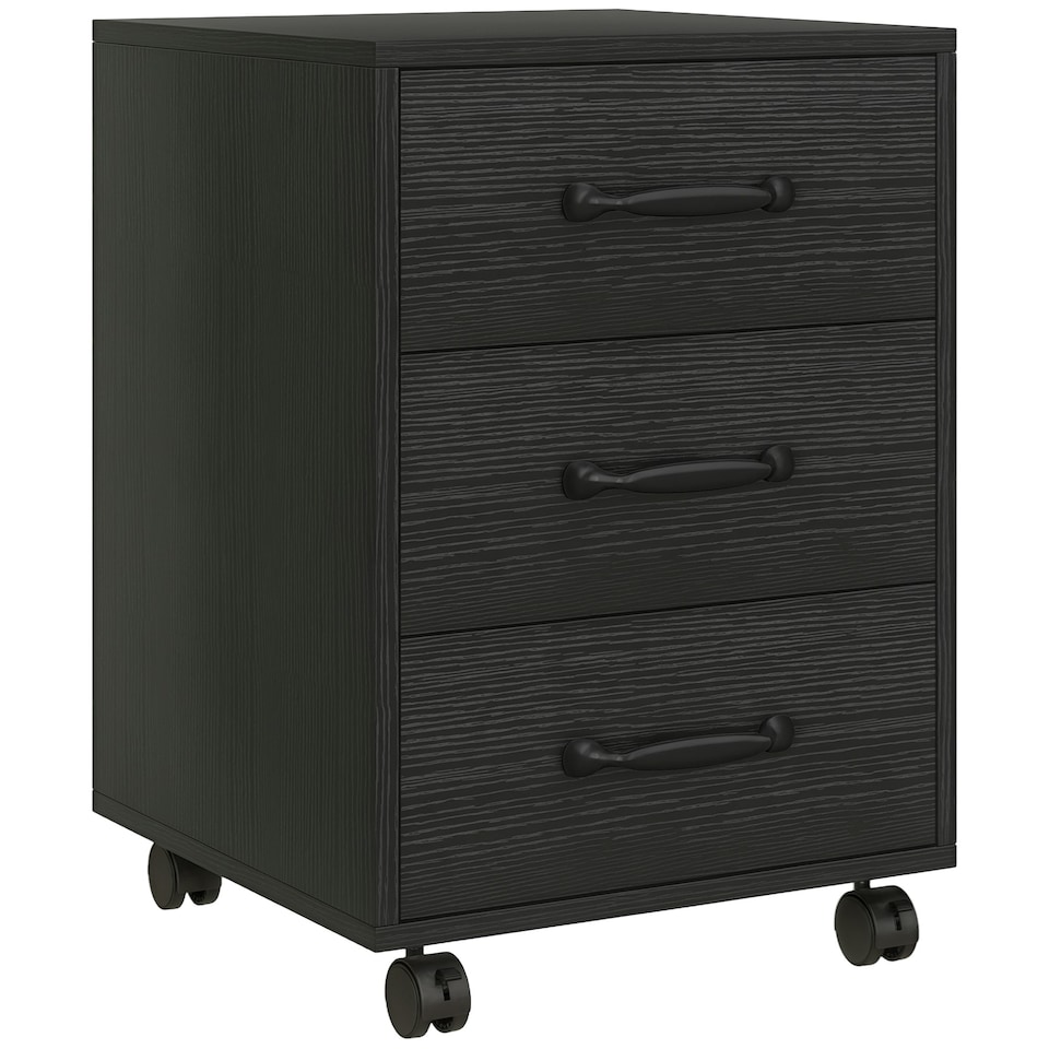 image 1 of HOMCOM File Cabinet with 3 Drawers, Under Desk Mobile Filing Cabinet Black