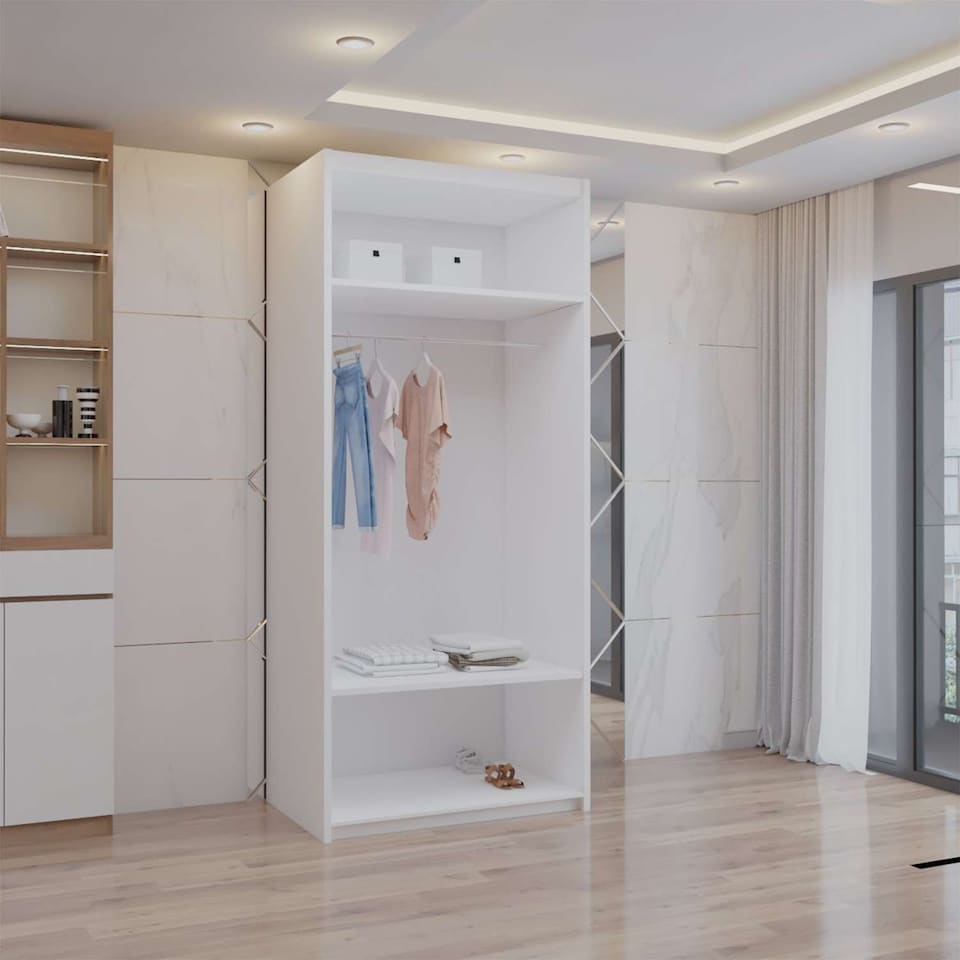 image 1 of Sliding wardrobes 4U Modern Full Mirror Sliding Door Wardrobe Multi Size (90-203cm) & Color Options | White | White 90cm