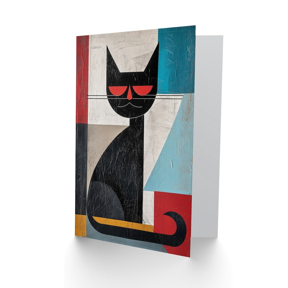 image 1 of Cubist Colourful Pop Man Woman Girl Boy Cat Birthday Card