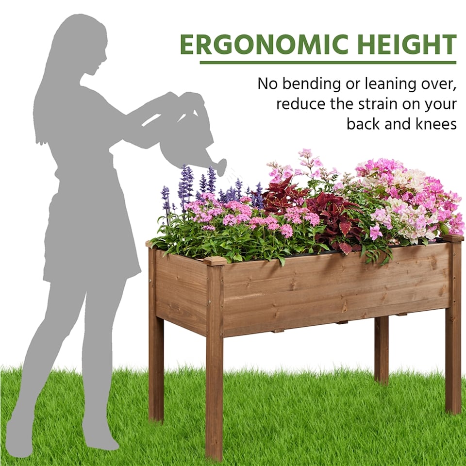 image 1 of Yaheetech Fir Wood Garden Bed Rectangle Raised Planters-120.5 cm L