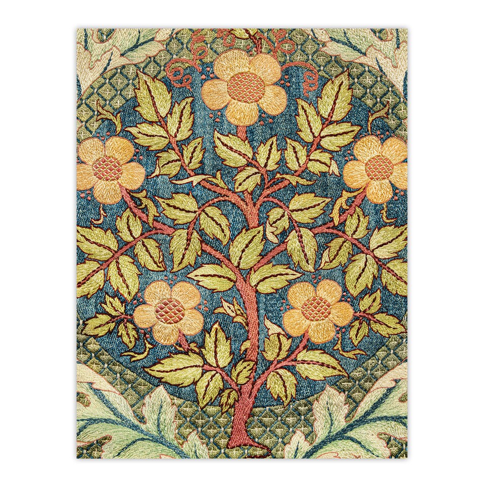 image 1 of Rose Wreath Embroidery Pattern Vintage Wall Art Print W. Morris 24x32"