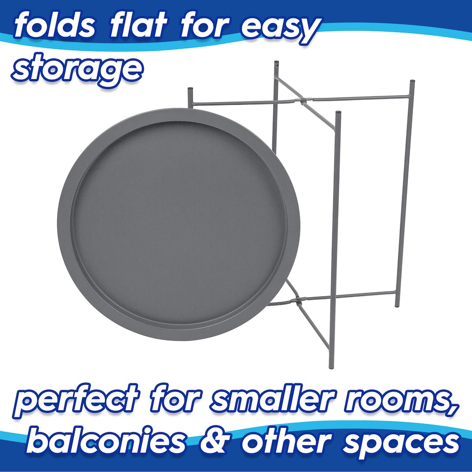 image 1 of Harbour Housewares Round Steel Tray Table - Matt Black